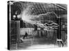 Bolts of Electricity Discharging in the Lab of Nikola Tesla-Stocktrek Images-Stretched Canvas