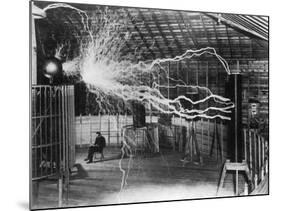 Bolts of Electricity Discharging in the Lab of Nikola Tesla-Stocktrek Images-Mounted Photographic Print