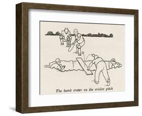 Bomb Crater, Cricket Pitch-William Heath Robinson-Framed Photographic Print