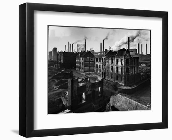 Bomb Damaged Buildings in the Shadow of the Thyssen Steel Mill-Ralph Crane-Framed Photographic Print