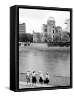 Bomb Dome and Schoolchildren, Hiroshima, Japan-Walter Bibikow-Framed Stretched Canvas