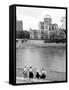 Bomb Dome and Schoolchildren, Hiroshima, Japan-Walter Bibikow-Framed Stretched Canvas