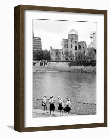 Bomb Dome and Schoolchildren, Hiroshima, Japan-Walter Bibikow-Framed Photographic Print
