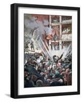 Bomb Explosion in the Liceo Theatre, Barcelona, 1893-null-Framed Giclee Print