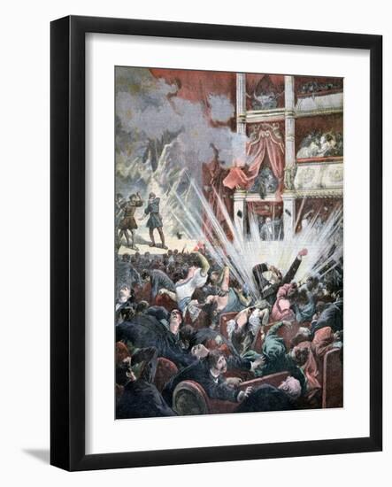 Bomb Explosion in the Liceo Theatre, Barcelona, 1893-null-Framed Giclee Print