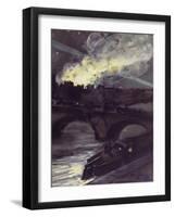 Bombardement de Paris en 1918, incendie rue de Rivoli, 12 avril 1918-Maurice Busset-Framed Giclee Print