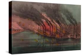 Bombardment and capture of Fort Henry by federal gunboats, 1862-N. and Ives, J.M. Currier-Stretched Canvas