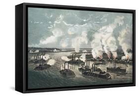Bombardment and Capture of Island No.10 on the Mississippi River, 7th April 1862-Currier & Ives-Framed Stretched Canvas