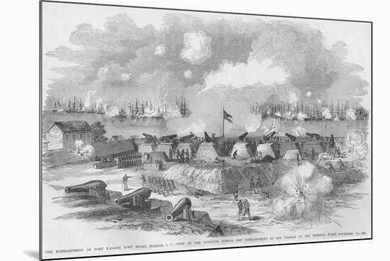 Bombardment of Fort Walker, Port Harbor, South Carolina-Frank Leslie-Mounted Premium Giclee Print