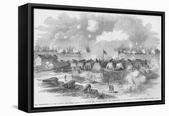 Bombardment of Fort Walker, Port Harbor, South Carolina-Frank Leslie-Framed Stretched Canvas