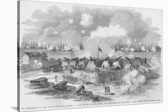 Bombardment of Fort Walker, Port Harbor, South Carolina-Frank Leslie-Stretched Canvas