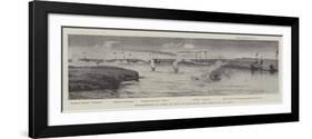Bombardment of Forts at Taku by Gun-Boats, the Scene Just at Dawn-Joseph Holland Tringham-Framed Giclee Print