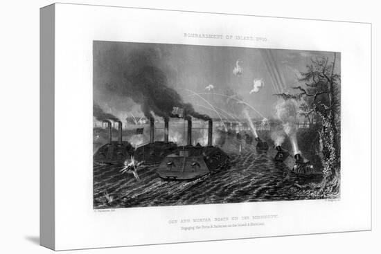 Bombardment of Island Number Ten, Mississippi River, 7 April 1862, (1862-186)-W Ridgway-Stretched Canvas