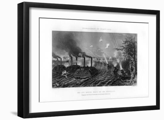 Bombardment of Island Number Ten, Mississippi River, 7 April 1862, (1862-186)-W Ridgway-Framed Giclee Print