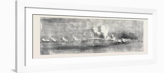 Bombardment of Kinburn, Village on Fire, Sketched by an Officer of the Expedition-null-Framed Giclee Print