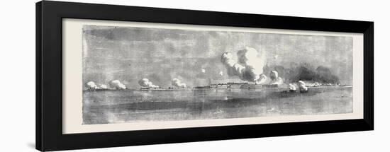 Bombardment of Kinburn, Village on Fire, Sketched by an Officer of the Expedition-null-Framed Giclee Print