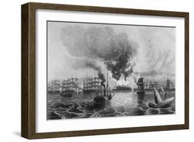 Bombardment of St Jean D'Acre by Admiral Sir Charles Napier, November 1840-H Winkles-Framed Giclee Print