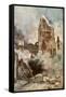 Bombardment of the Belfry, Arras, France, July 1915-Francois Flameng-Framed Stretched Canvas