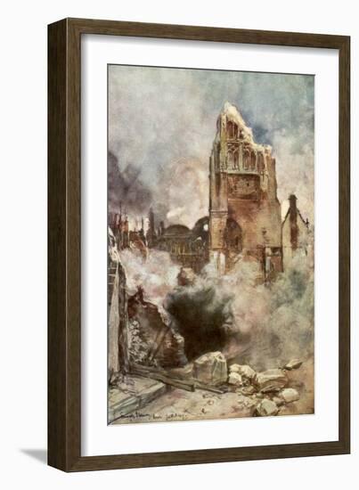 Bombardment of the Belfry, Arras, France, July 1915-Francois Flameng-Framed Giclee Print