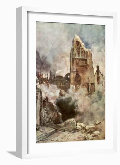 Bombardment of the Belfry, Arras, France, July 1915-Francois Flameng-Framed Giclee Print