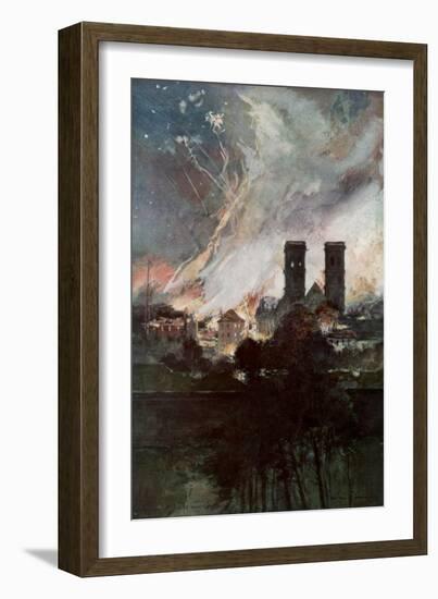 Bombardment of Verdun with Incendiary Shells, France, 25-26 March 1916-Francois Flameng-Framed Giclee Print