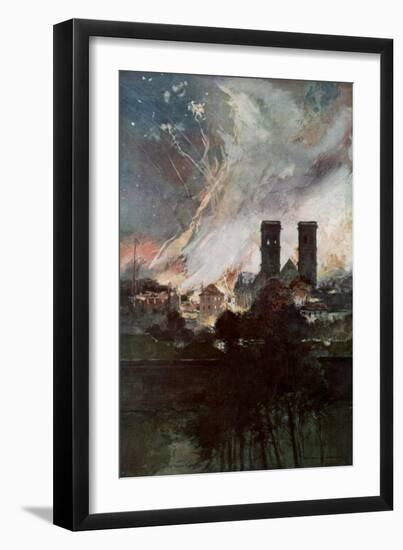 Bombardment of Verdun with Incendiary Shells, France, 25-26 March 1916-Francois Flameng-Framed Giclee Print