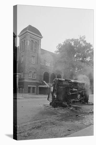 Bombed Car in Front of Church-null-Stretched Canvas