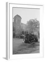 Bombed Car in Front of Church-null-Framed Photographic Print