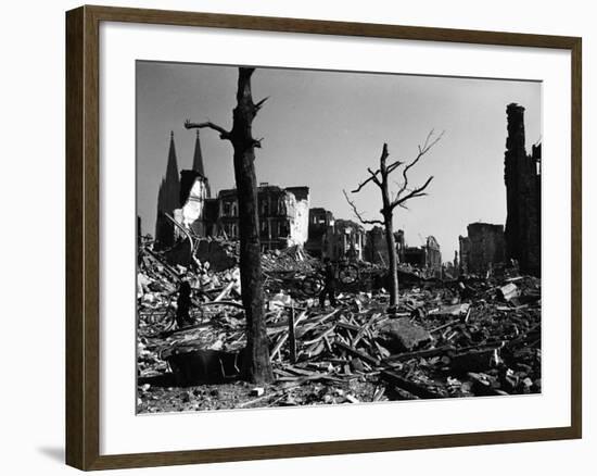 Bombed Out Ruins of Cologne, a Result of Massive Allied Air Raid Attacks-Margaret Bourke-White-Framed Photographic Print