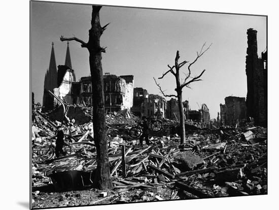 Bombed Out Ruins of Cologne, a Result of Massive Allied Air Raid Attacks-Margaret Bourke-White-Mounted Photographic Print