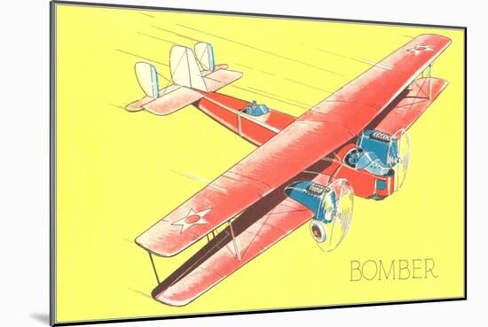 Bomber Biplane-null-Mounted Art Print
