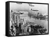 Bombers Flying in Formation over the Hudson River-null-Framed Stretched Canvas