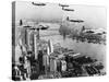 Bombers Flying in Formation over the Hudson River-null-Stretched Canvas