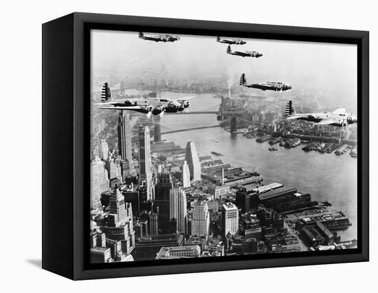 Bombers Flying in Formation over the Hudson River-null-Framed Stretched Canvas