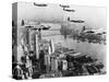 Bombers Flying in Formation over the Hudson River-null-Stretched Canvas