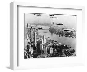 Bombers Flying in Formation over the Hudson River-null-Framed Photographic Print