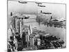 Bombers Flying in Formation over the Hudson River-null-Mounted Photographic Print