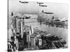 Bombers Flying in Formation over the Hudson River-null-Stretched Canvas