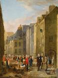 The Fish Market in Cherbourg, 1830-40-Bon Dumouchel-Framed Stretched Canvas
