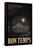 Bon Temps Retro Travel Poster-null-Framed Stretched Canvas