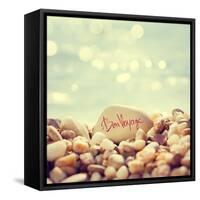 Bon Voyage Text Written on the Stone at Beach-brickrena-Framed Stretched Canvas