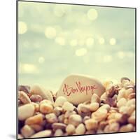 Bon Voyage Text Written on the Stone at Beach-brickrena-Mounted Photographic Print