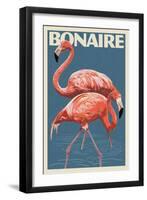 Bonaire, Dutch Caribbean - Flamingo-Lantern Press-Framed Art Print