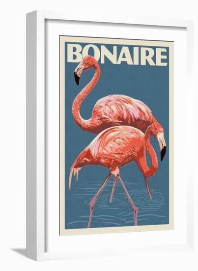 Bonaire, Dutch Caribbean - Flamingo-Lantern Press-Framed Art Print