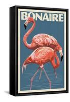 Bonaire, Dutch Caribbean - Flamingo-Lantern Press-Framed Stretched Canvas