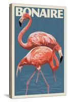 Bonaire, Dutch Caribbean - Flamingo-Lantern Press-Stretched Canvas