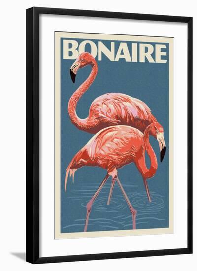 Bonaire, Dutch Caribbean - Flamingo-Lantern Press-Framed Art Print