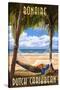 Bonaire, Dutch Caribbean - Hammock and Palms-Lantern Press-Stretched Canvas