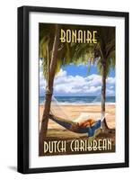 Bonaire, Dutch Caribbean - Hammock and Palms-Lantern Press-Framed Art Print