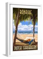 Bonaire, Dutch Caribbean - Hammock and Palms-Lantern Press-Framed Art Print